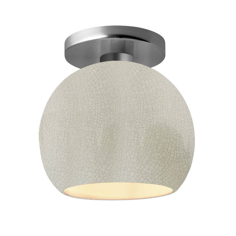 Justice Designs CER-6353-CRK-NCKL One Light Semi-Flush Mount, White Crackle