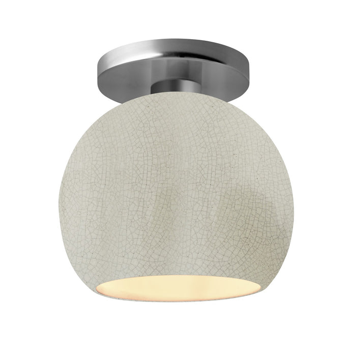 Justice Designs CER-6353-CRK-NCKL One Light Semi-Flush Mount, White Crackle