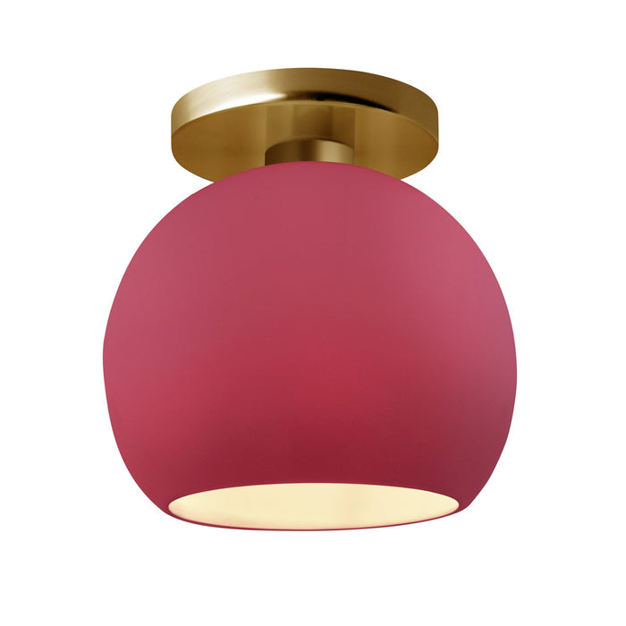 Justice Designs CER-6353-CRSE-BRSS One Light Semi-Flush Mount, Cerise