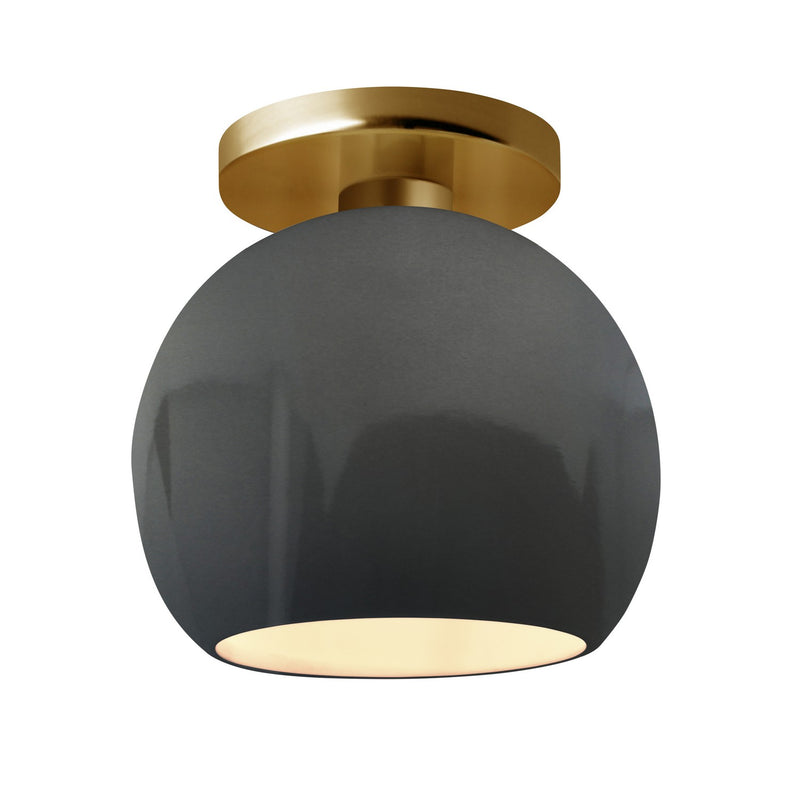 Justice Designs CER-6353-GRY-BRSS One Light Semi-Flush Mount, Gloss Grey