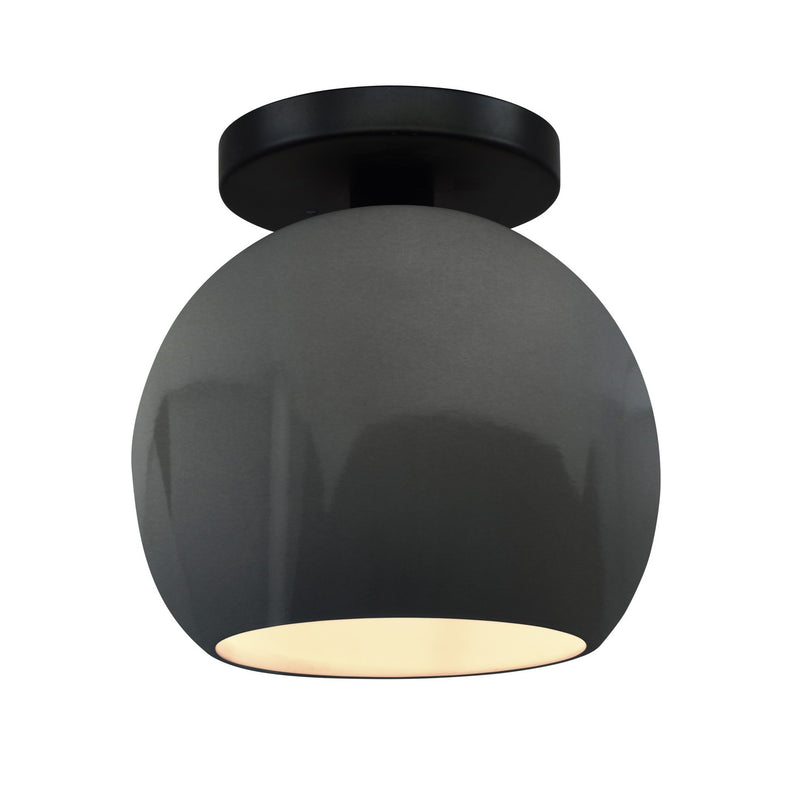 Justice Designs CER-6353-GRY-MBLK One Light Semi-Flush Mount, Gloss Grey