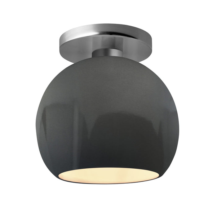 Justice Designs CER-6353-GRY-NCKL One Light Semi-Flush Mount, Gloss Grey