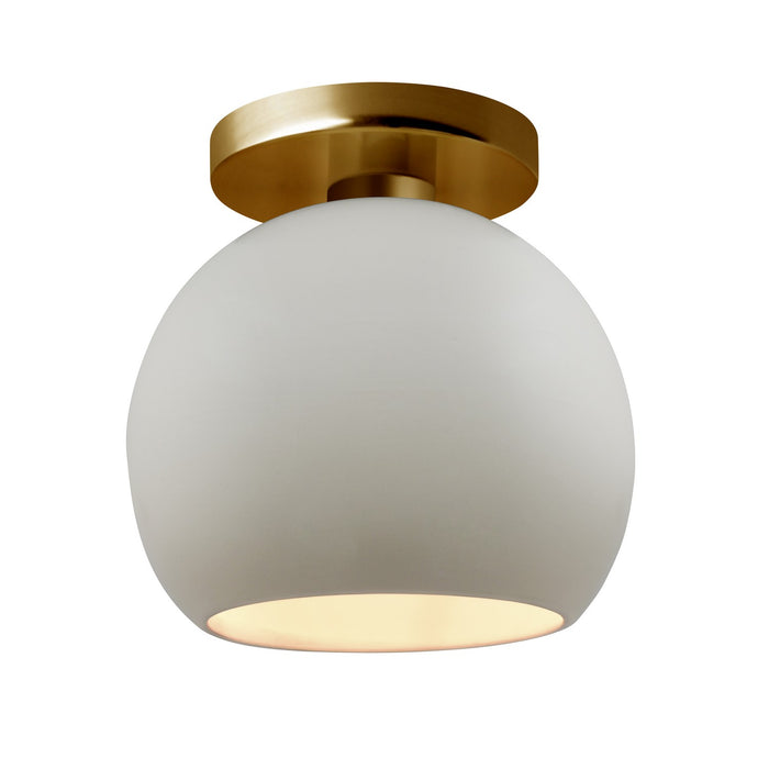 Justice Designs CER-6353-MAT-BRSS One Light Semi-Flush Mount, Matte White