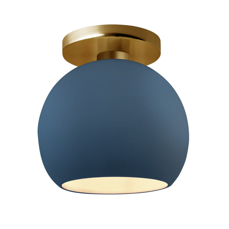 Justice Designs CER-6353-MDMT-BRSS One Light Semi-Flush Mount, Midnight Sky w/ Matte White