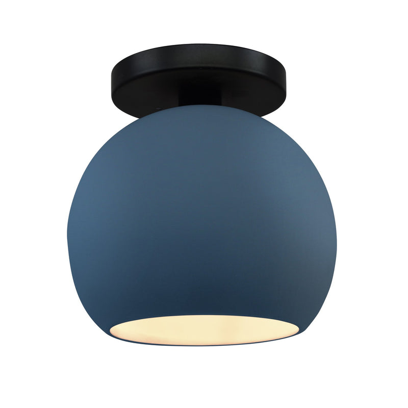 Justice Designs CER-6353-MDMT-MBLK One Light Semi-Flush Mount, Midnight Sky w/ Matte White