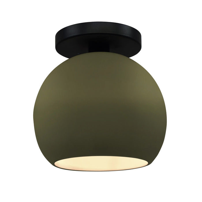 Justice Designs CER-6353-MGRN-MBLK One Light Semi-Flush Mount, Matte Green