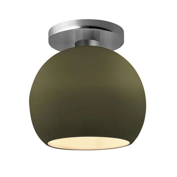 Justice Designs CER-6353-MGRN-NCKL One Light Semi-Flush Mount, Matte Green