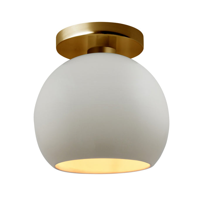 Justice Designs CER-6353-MTGD-BRSS One Light Semi-Flush Mount, Matte White w/ Champagne Gold
