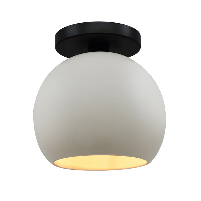 Justice Designs CER-6353-MTGD-MBLK One Light Semi-Flush Mount, Matte White w/ Champagne Gold