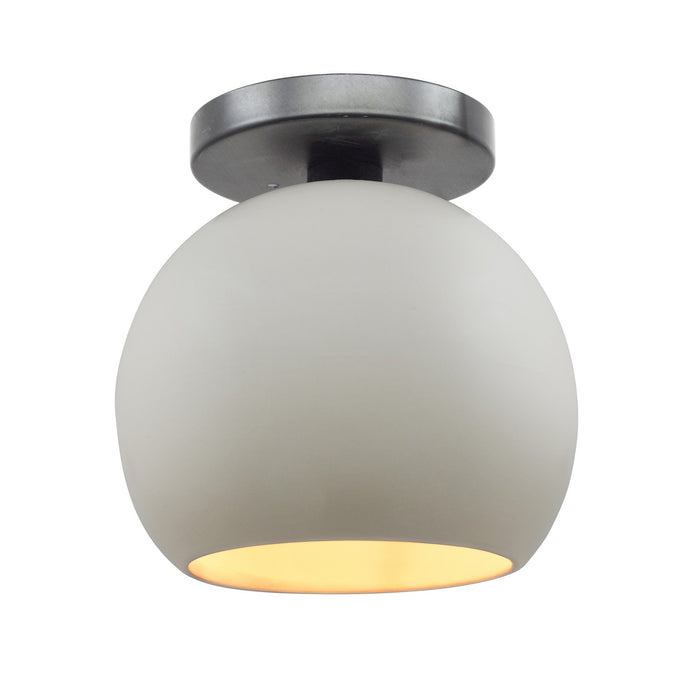 Justice Designs CER-6353-MTGD-NCKL One Light Semi-Flush Mount, Matte White w/ Champagne Gold