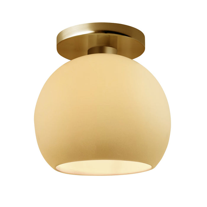 Justice Designs CER-6353-MYLW-BRSS One Light Semi-Flush Mount, Muted Yellow
