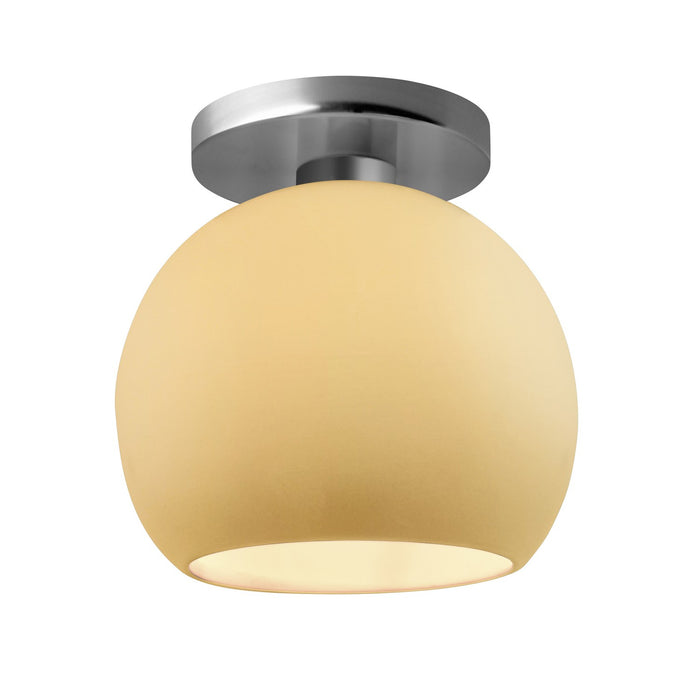 Justice Designs CER-6353-MYLW-NCKL One Light Semi-Flush Mount, Muted Yellow