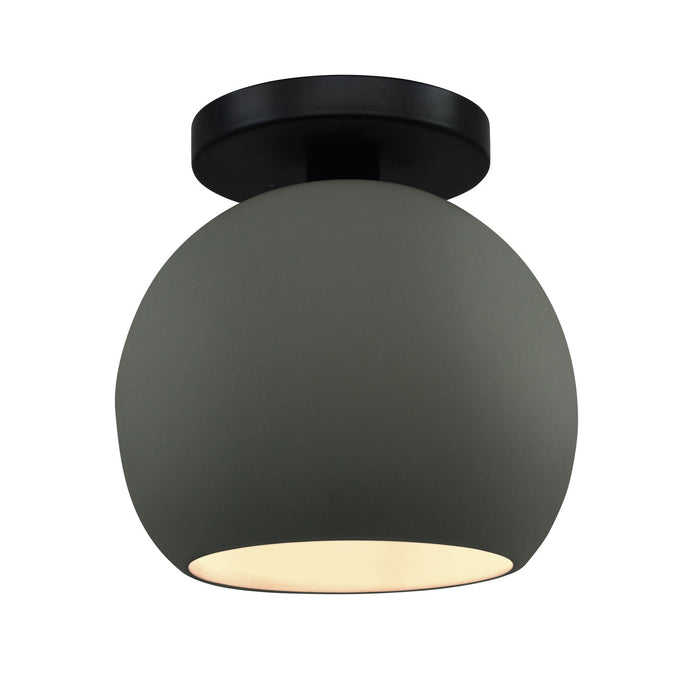 Justice Designs CER-6353-PWGN-MBLK One Light Semi-Flush Mount, Pewter Green