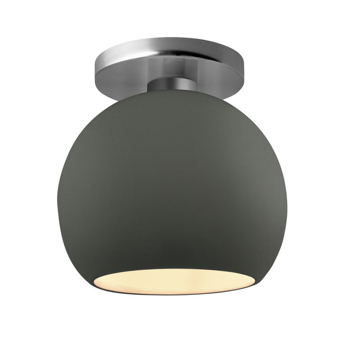 Justice Designs CER-6353-PWGN-NCKL One Light Semi-Flush Mount, Pewter Green