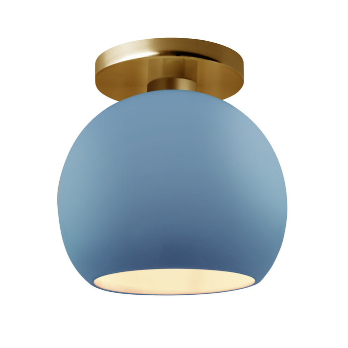 Justice Designs CER-6353-SKBL-BRSS One Light Semi-Flush Mount, Sky Blue