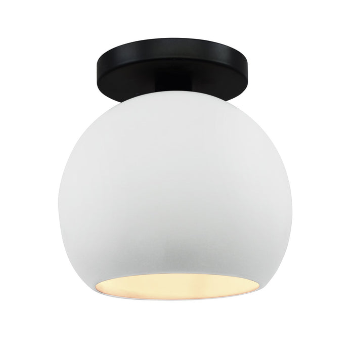 Justice Designs CER-6353-WTWT-MBLK One Light Semi-Flush Mount, Gloss White (outside and inside of fixture)