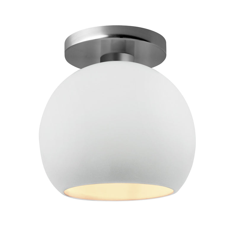 Justice Designs CER-6353-WTWT-NCKL One Light Semi-Flush Mount, Gloss White (outside and inside of fixture)