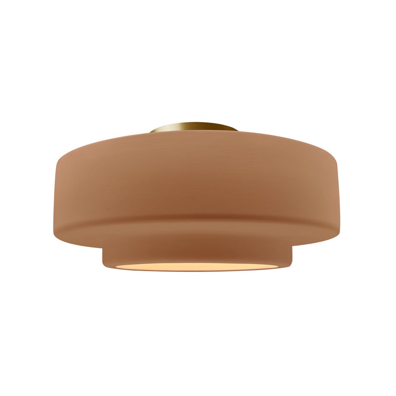 Justice Designs CER-6363-ADOB-BRSS One Light Semi-Flush Mount, Adobe