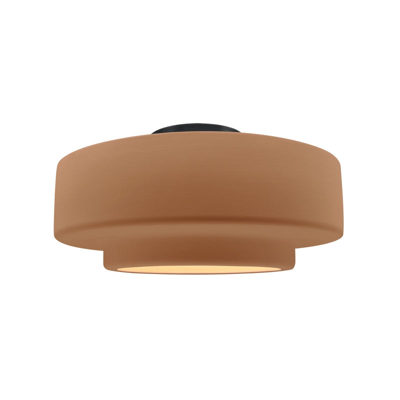 Justice Designs CER-6363-ADOB-MBLK One Light Semi-Flush Mount, Adobe