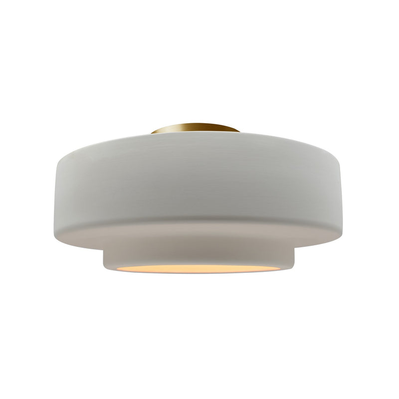 Justice Designs CER-6363-BIS-BRSS One Light Semi-Flush Mount, Bisque