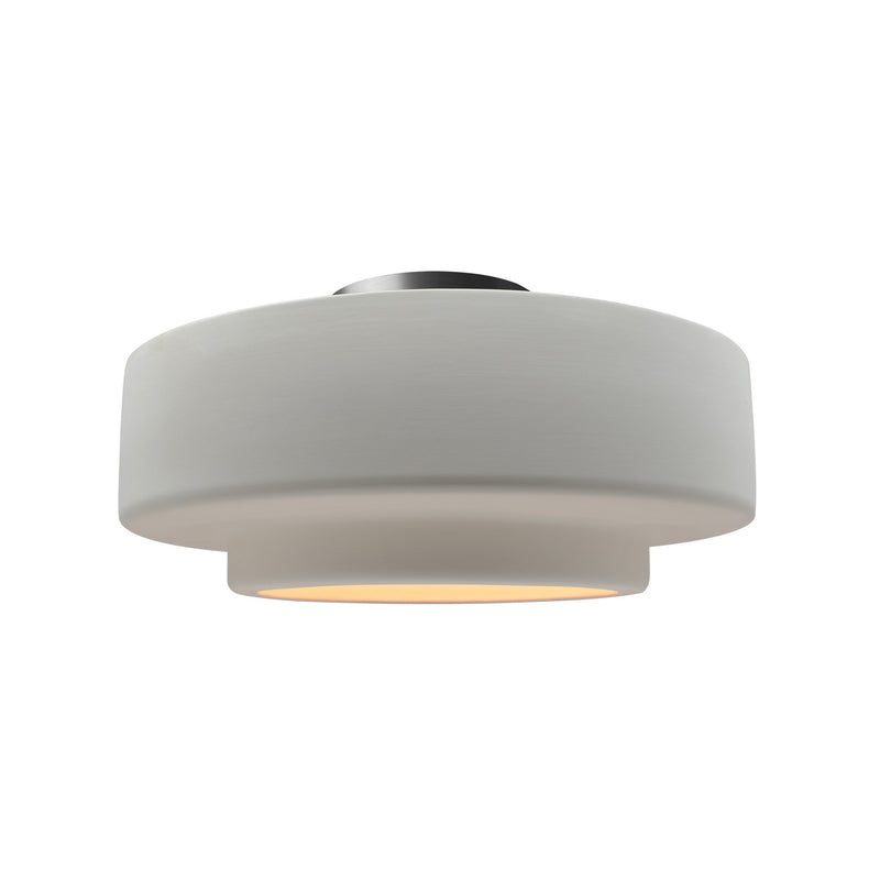 Justice Designs CER-6363-BIS-NCKL One Light Semi-Flush Mount, Bisque