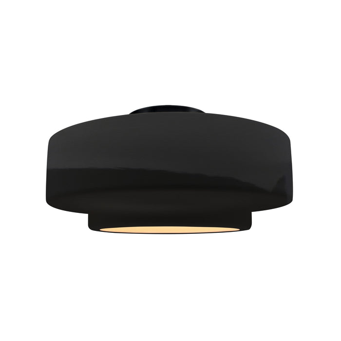 Justice Designs CER-6363-BKMT-MBLK One Light Semi-Flush Mount, Gloss Black w/ Matte White