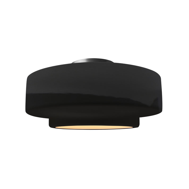 Justice Designs CER-6363-BLK-NCKL One Light Semi-Flush Mount, Gloss Black