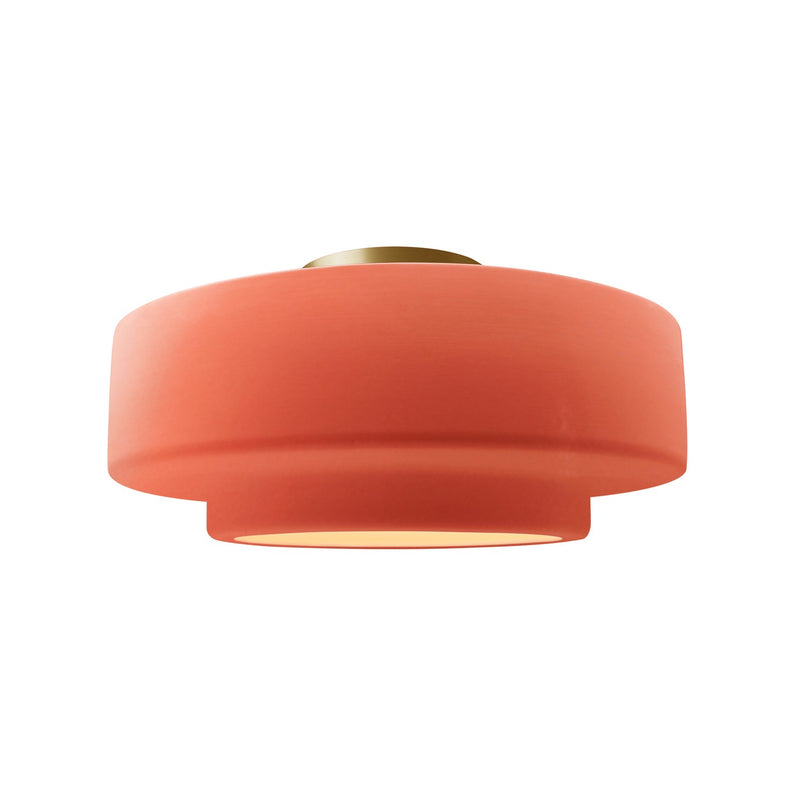 Justice Designs CER-6363-BSH-BRSS One Light Semi-Flush Mount, Gloss Blush