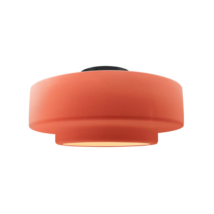 Justice Designs CER-6363-BSH-MBLK One Light Semi-Flush Mount, Gloss Blush