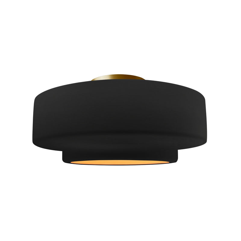 Justice Designs CER-6363-CBGD-BRSS One Light Semi-Flush Mount, Carbon Matte Black w/ Champagne Gold