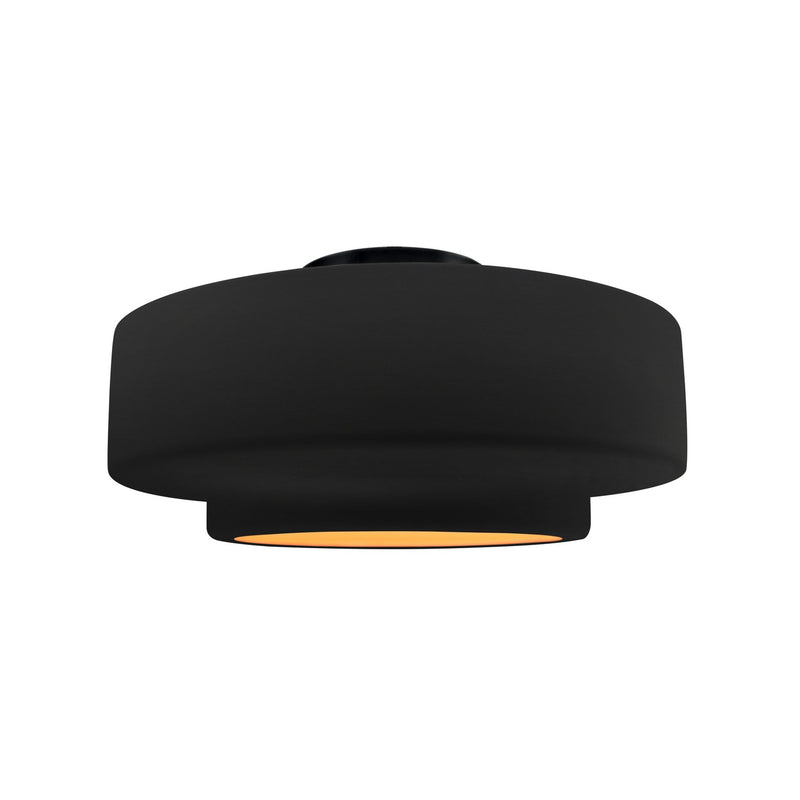 Justice Designs CER-6363-CBGD-MBLK One Light Semi-Flush Mount, Carbon Matte Black w/ Champagne Gold