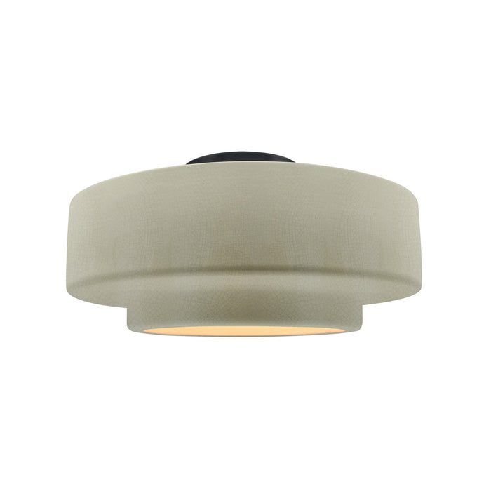 Justice Designs CER-6363-CKC-MBLK One Light Semi-Flush Mount, Celadon Green Crackle