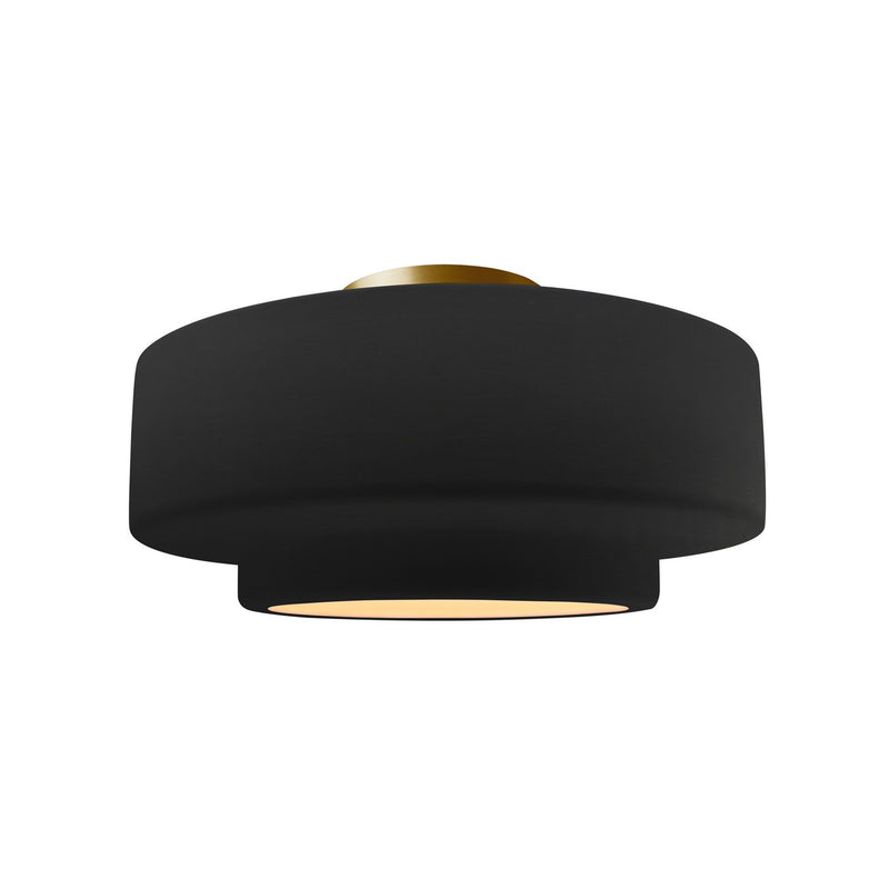 Justice Designs CER-6363-CRB-BRSS One Light Semi-Flush Mount, Carbon - Matte Black