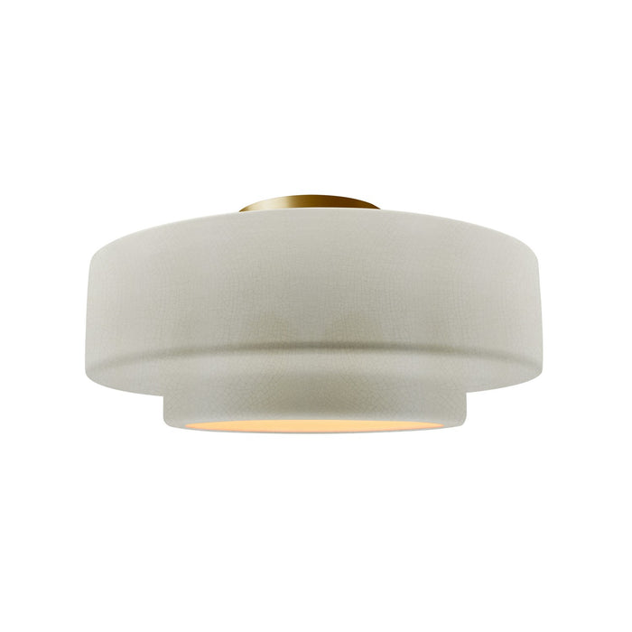 Justice Designs CER-6363-CRK-BRSS One Light Semi-Flush Mount, White Crackle