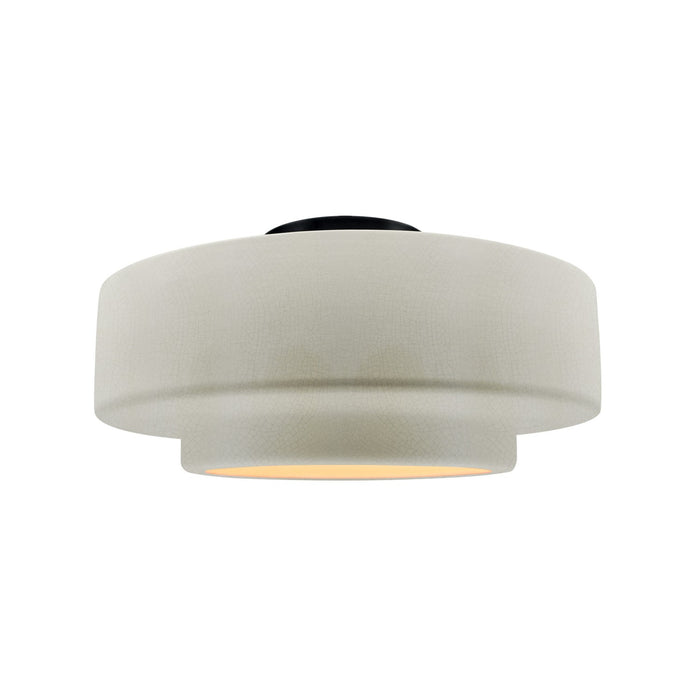 Justice Designs CER-6363-CRK-MBLK One Light Semi-Flush Mount, White Crackle