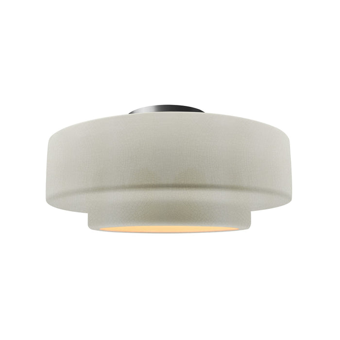 Justice Designs CER-6363-CRK-NCKL One Light Semi-Flush Mount, White Crackle