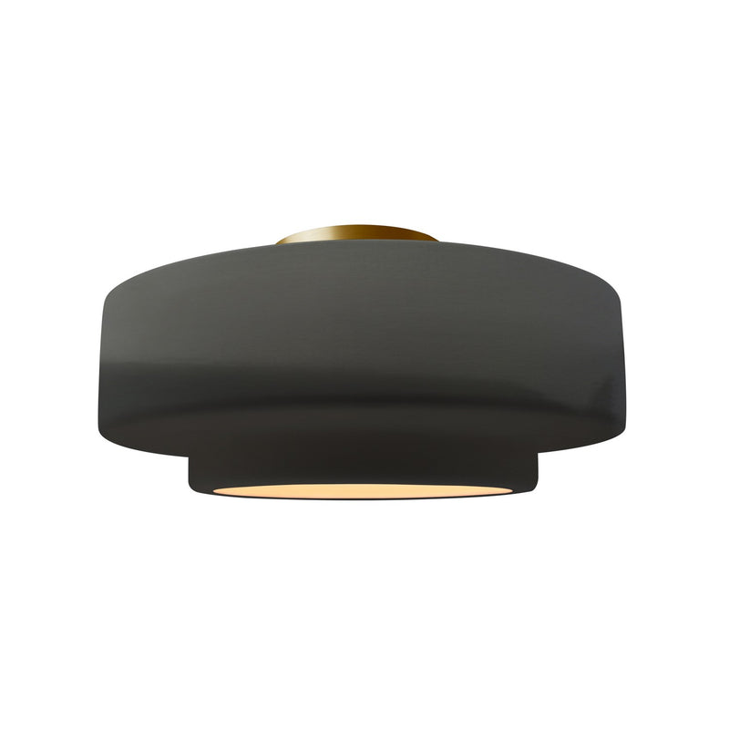 Justice Designs CER-6363-GRY-BRSS One Light Semi-Flush Mount, Gloss Grey