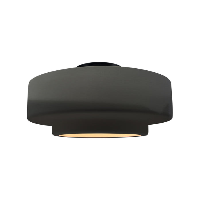 Justice Designs CER-6363-GRY-MBLK One Light Semi-Flush Mount, Gloss Grey