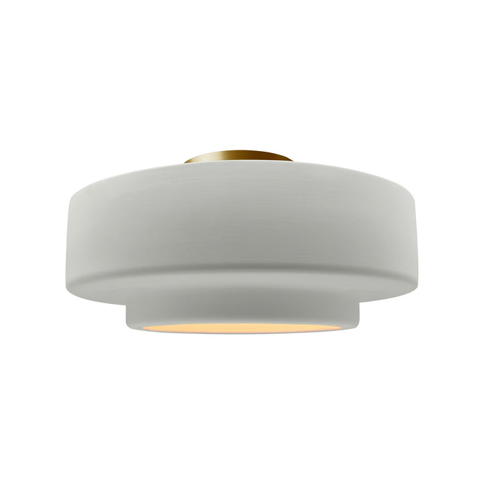 Justice Designs CER-6363-MAT-BRSS One Light Semi-Flush Mount, Matte White