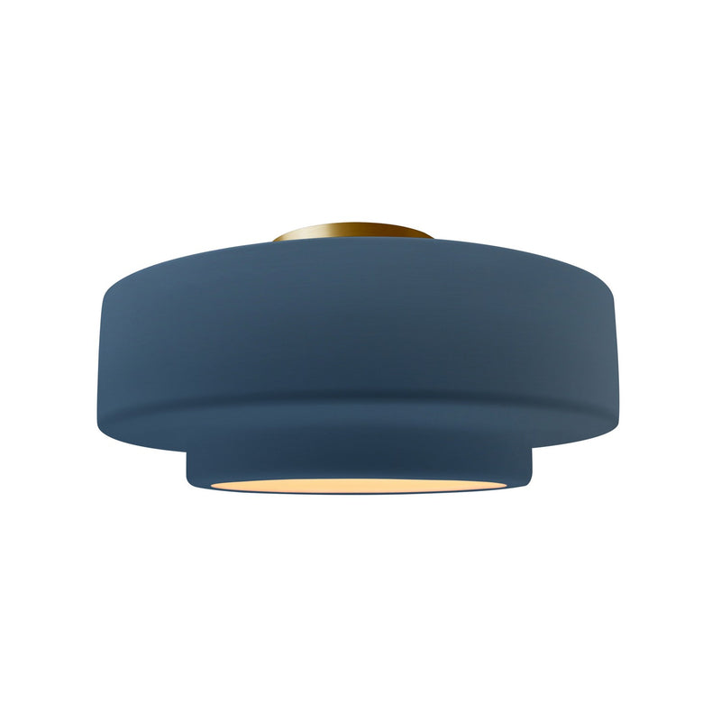 Justice Designs CER-6363-MDMT-BRSS One Light Semi-Flush Mount, Midnight Sky w/ Matte White