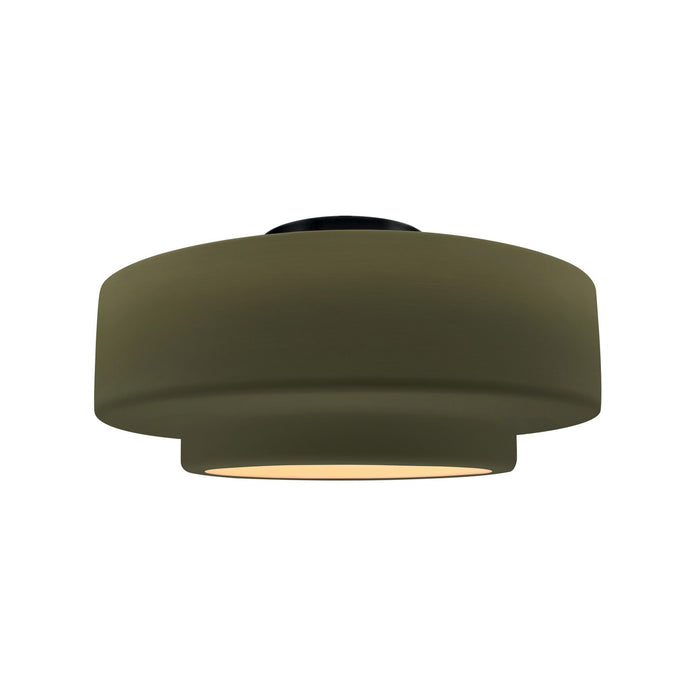 Justice Designs CER-6363-MGRN-MBLK One Light Semi-Flush Mount, Matte Green