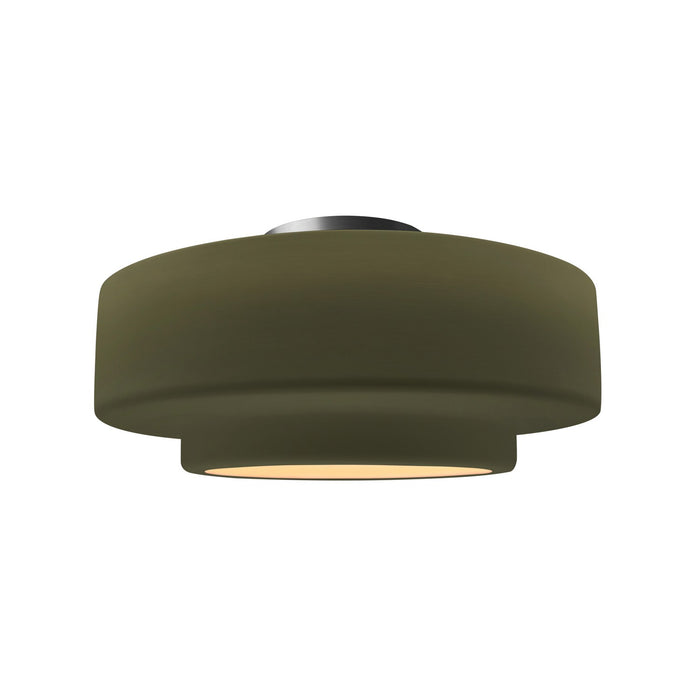 Justice Designs CER-6363-MGRN-NCKL One Light Semi-Flush Mount, Matte Green