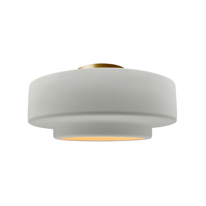 Justice Designs CER-6363-MTGD-BRSS One Light Semi-Flush Mount, Matte White w/ Champagne Gold