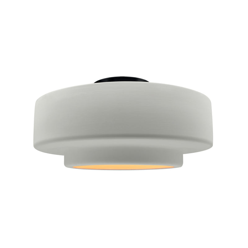 Justice Designs CER-6363-MTGD-MBLK One Light Semi-Flush Mount, Matte White w/ Champagne Gold