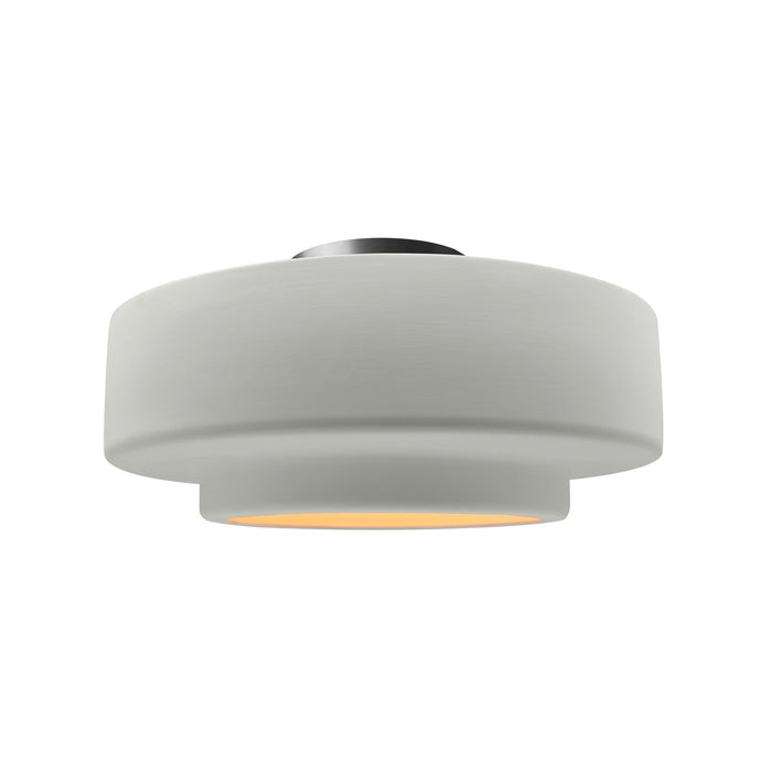 Justice Designs CER-6363-MTGD-NCKL One Light Semi-Flush Mount, Matte White w/ Champagne Gold