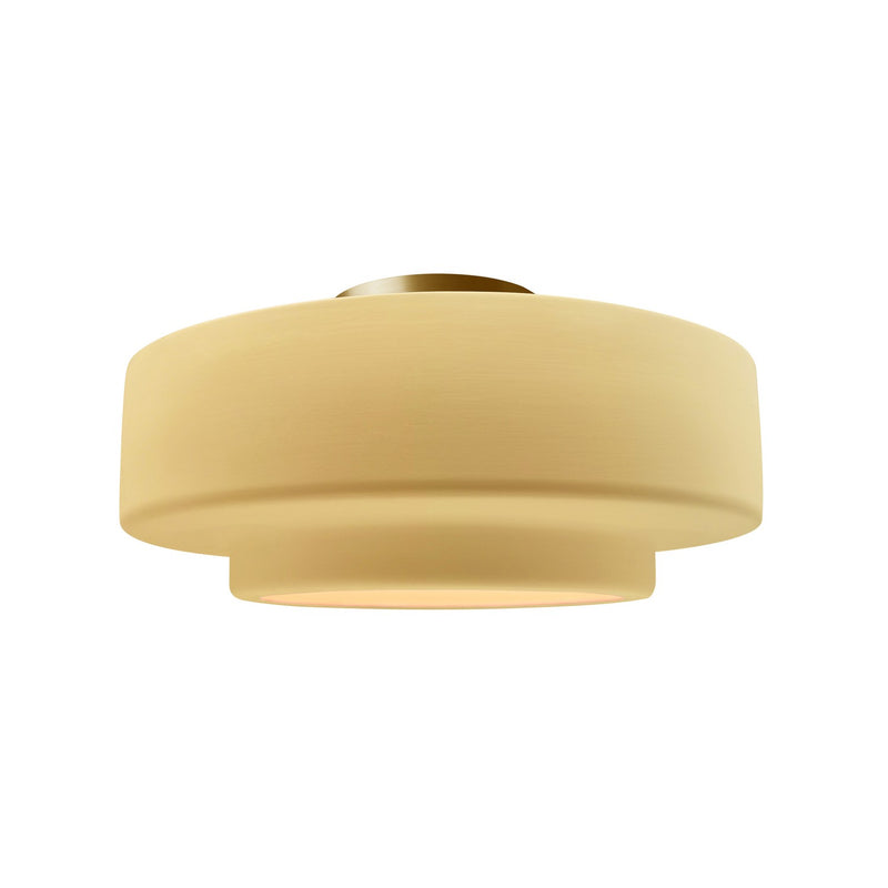 Justice Designs CER-6363-MYLW-BRSS One Light Semi-Flush Mount, Muted Yellow