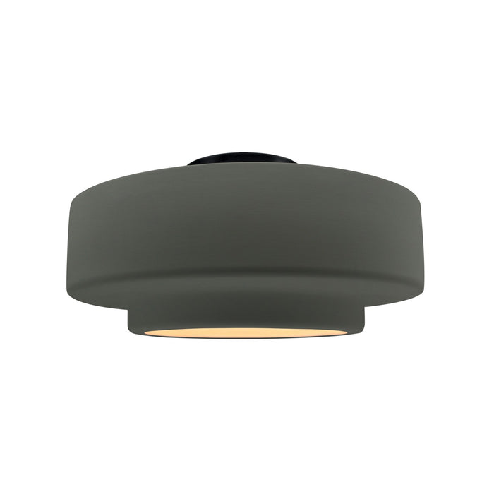 Justice Designs CER-6363-PWGN-MBLK One Light Semi-Flush Mount, Pewter Green