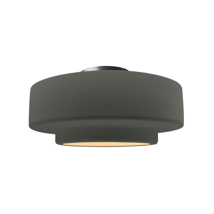 Justice Designs CER-6363-PWGN-NCKL One Light Semi-Flush Mount, Pewter Green