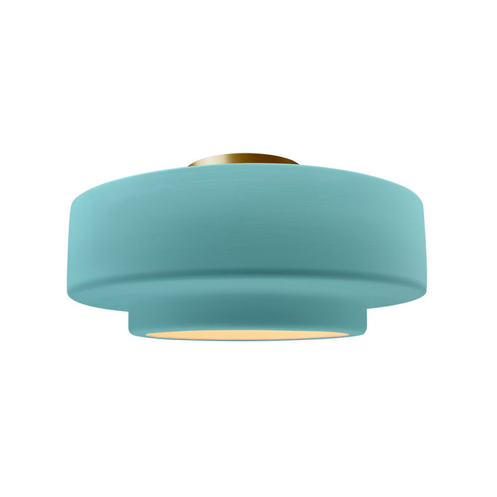 Justice Designs CER-6363-RFPL-BRSS One Light Semi-Flush Mount, Reflecting Pool