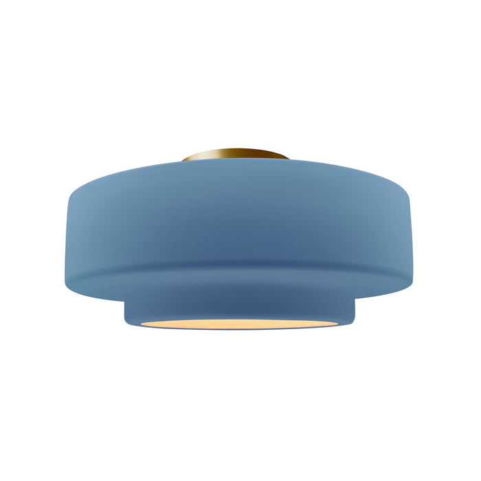 Justice Designs CER-6363-SKBL-BRSS One Light Semi-Flush Mount, Sky Blue